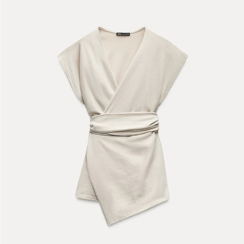 Zara Beige Wrap Blouse